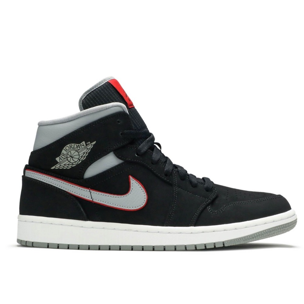 AIR JORDAN 1 MID 'BLACK/PARTICLE GREY-WHITE SHOES NIKE SIZE 8